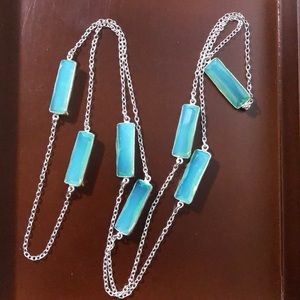 Gorgeous Natural Chalcedony silver 36” necklace